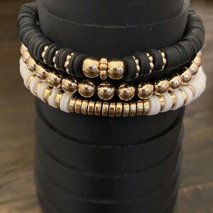 Gold and Black Beaded Bracelet Set - NIB